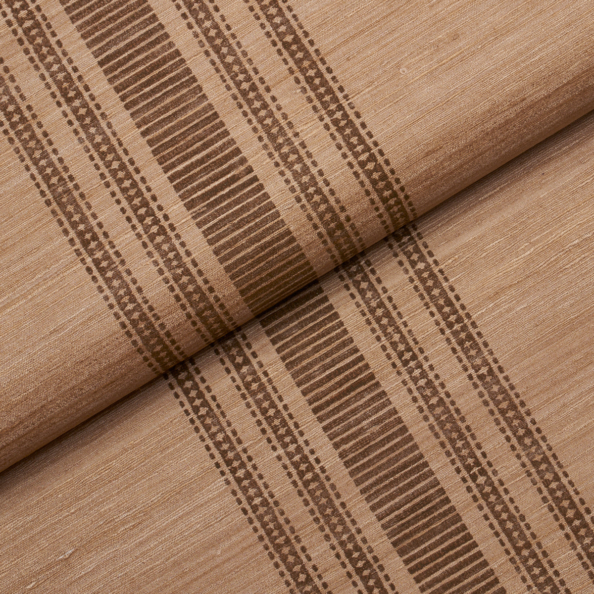Purchase 5017451 | Cassia Silk Stripe Wallcovering, Walnut - Schumacher Wallpaper