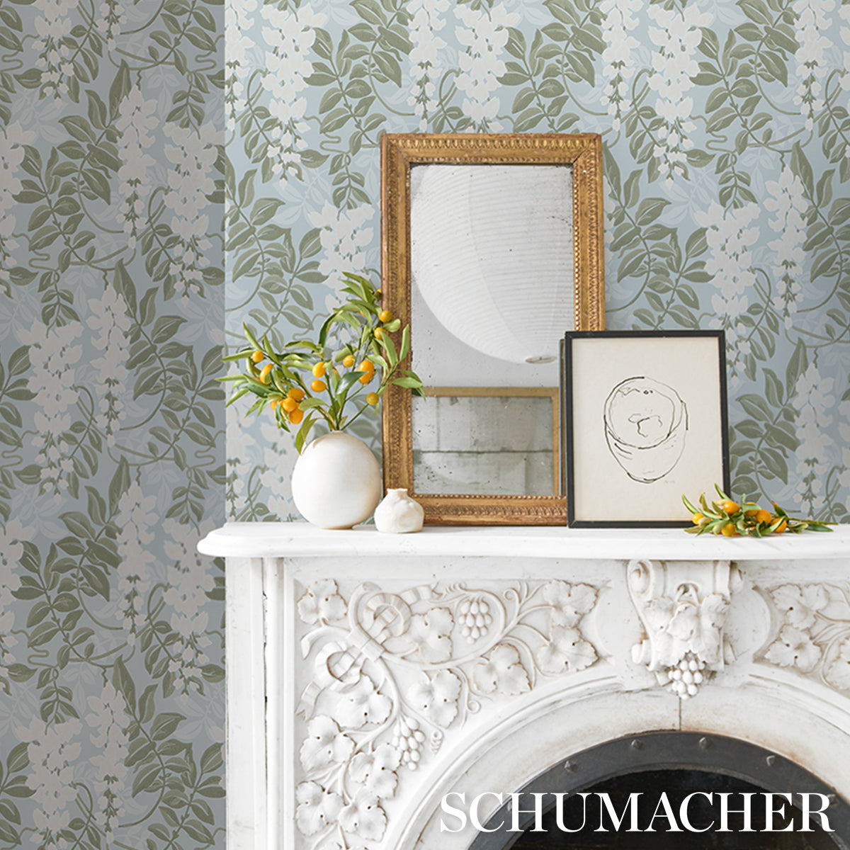 Purchase 5017531 | Lucia Wisteria, Sky - Schumacher Wallpaper
