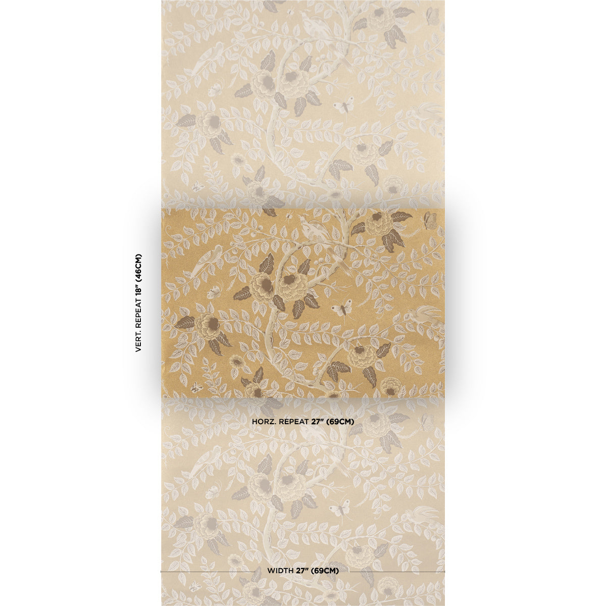 Purchase 5017540 | Tole Bird, Gold - Schumacher Wallpaper