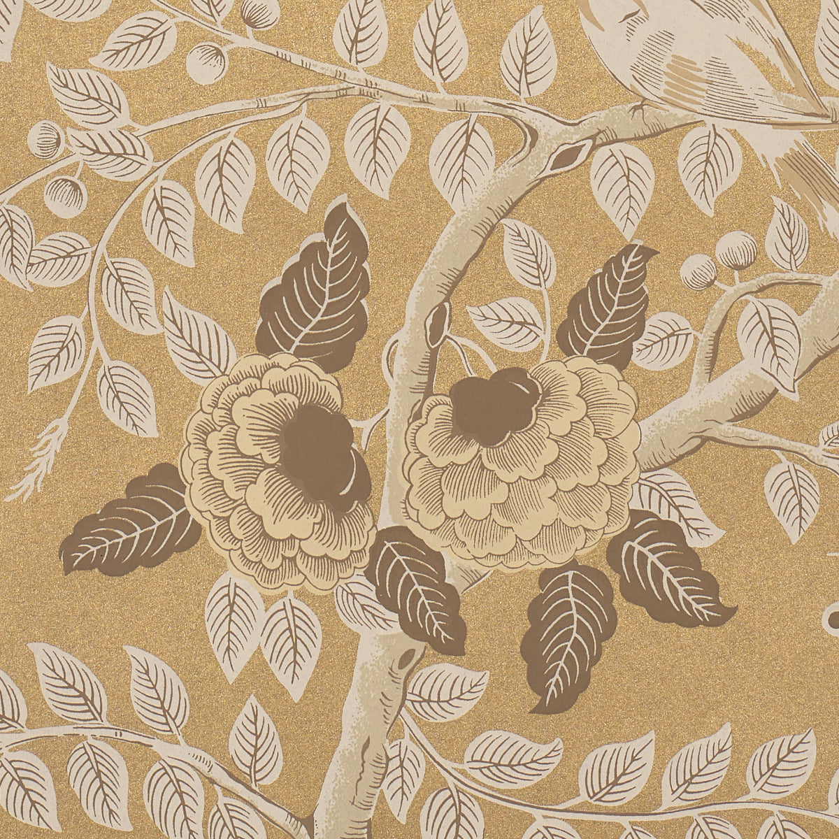 Purchase 5017540 | Tole Bird, Gold - Schumacher Wallpaper