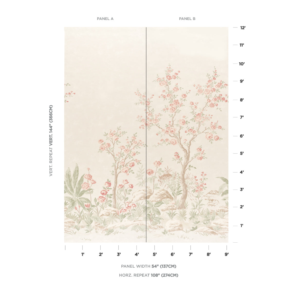 Purchase 5017550 | Charlotte'S Garden 2 Panel Set, Petal - Schumacher Wallpaper