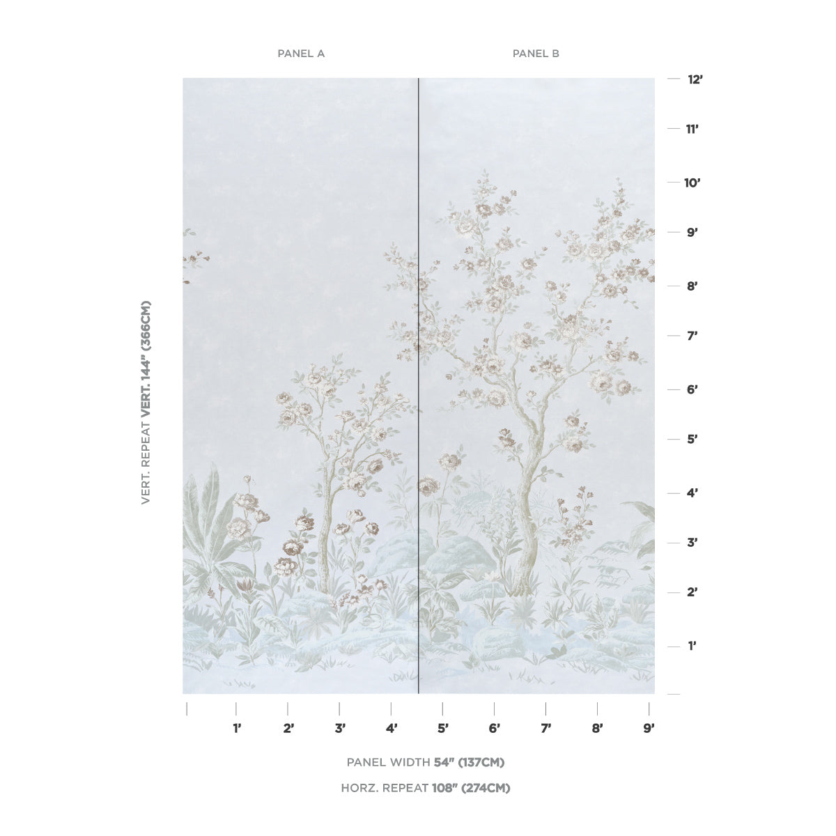 Purchase 5017552 | Charlotte'S Garden 2 Panel Set, Periwinkle - Schumacher Wallpaper