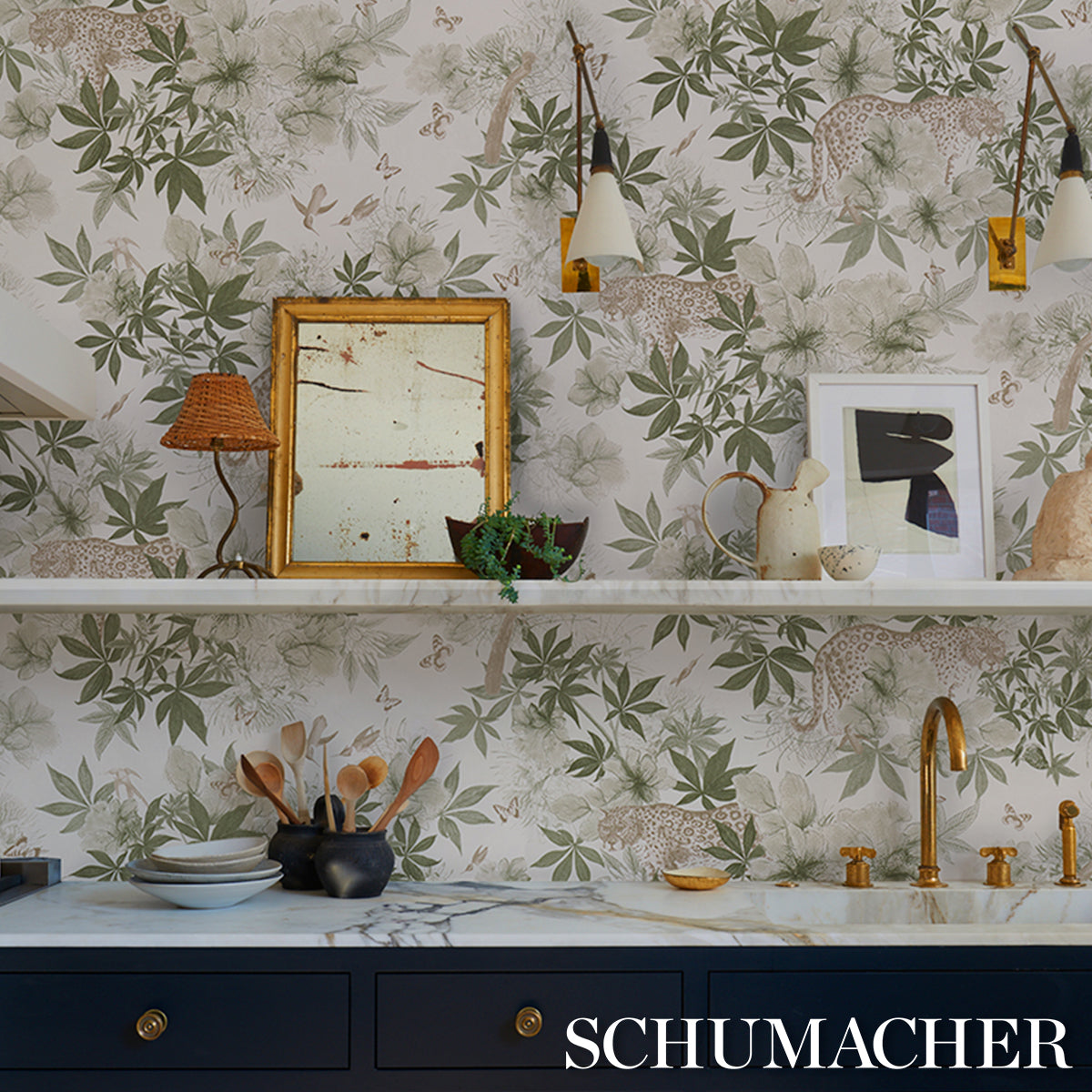 Purchase 5017570 | Nocturnum, Ivory & Olive - Schumacher Wallpaper