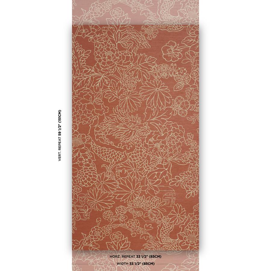 Purchase 5017620 | Chiang Mai Dragon Silhouette Raffia, Terracotta - Schumacher Wallpaper