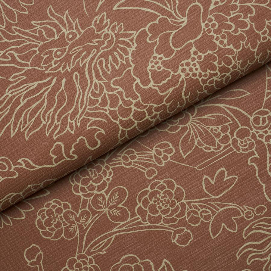 Purchase 5017620 | Chiang Mai Dragon Silhouette Raffia, Terracotta - Schumacher Wallpaper