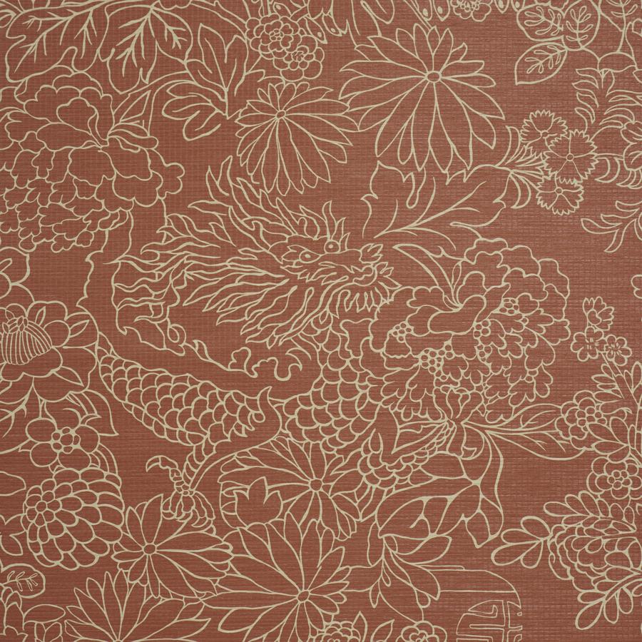 Purchase 5017620 | Chiang Mai Dragon Silhouette Raffia, Terracotta - Schumacher Wallpaper
