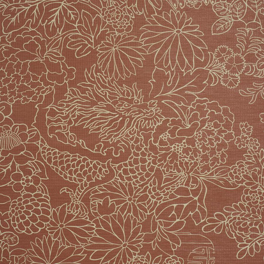 Purchase 5017620 | Chiang Mai Dragon Silhouette Raffia, Terracotta - Schumacher Wallpaper