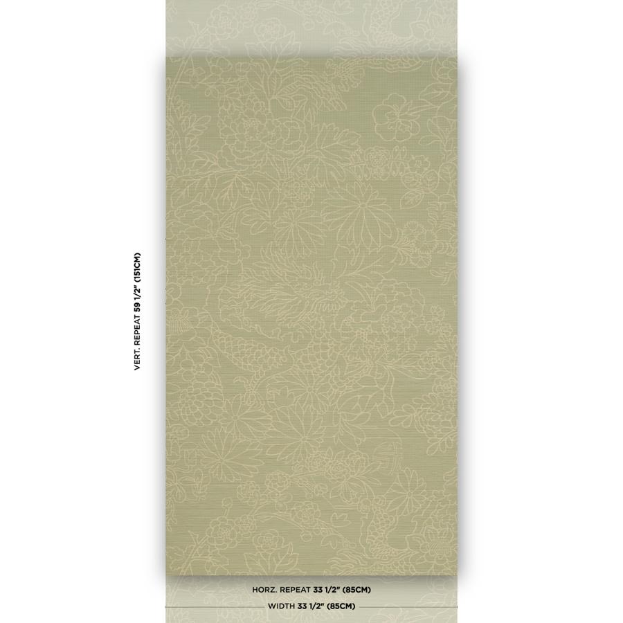 Purchase 5017621 | Chiang Mai Dragon Silhouette Raffia, Sage - Schumacher Wallpaper