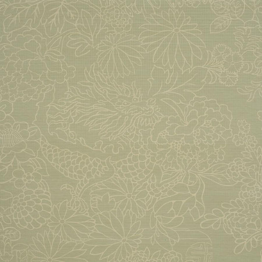Purchase 5017621 | Chiang Mai Dragon Silhouette Raffia, Sage - Schumacher Wallpaper
