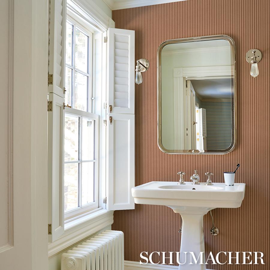 Purchase 5017634 | Edwin Stripe Narrow, Chestnut Rose - Schumacher Wallpaper