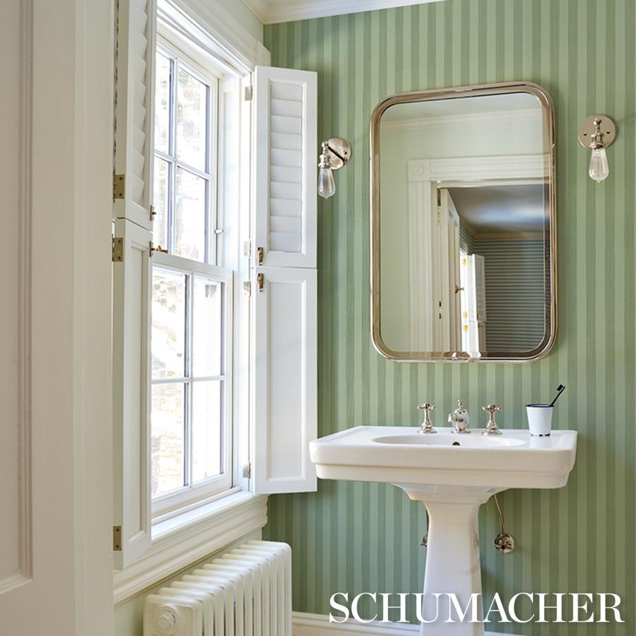 Purchase 5017640 | Edwin Stripe Medium, Sage - Schumacher Wallpaper