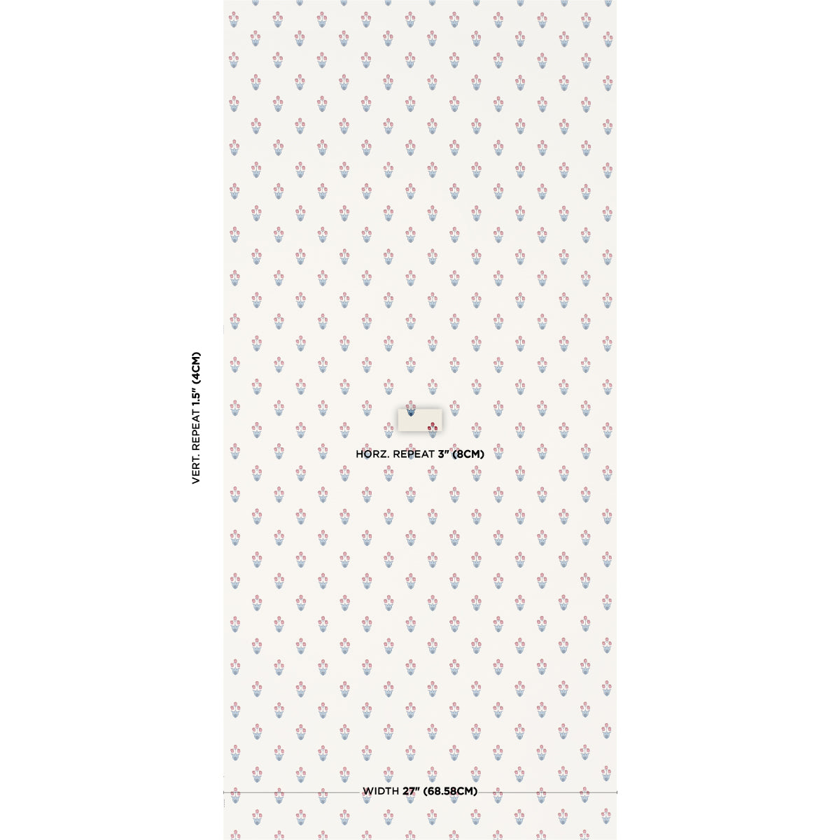 Purchase 5017661 | Moira Hand Print, Blue & Red - Schumacher Wallpaper