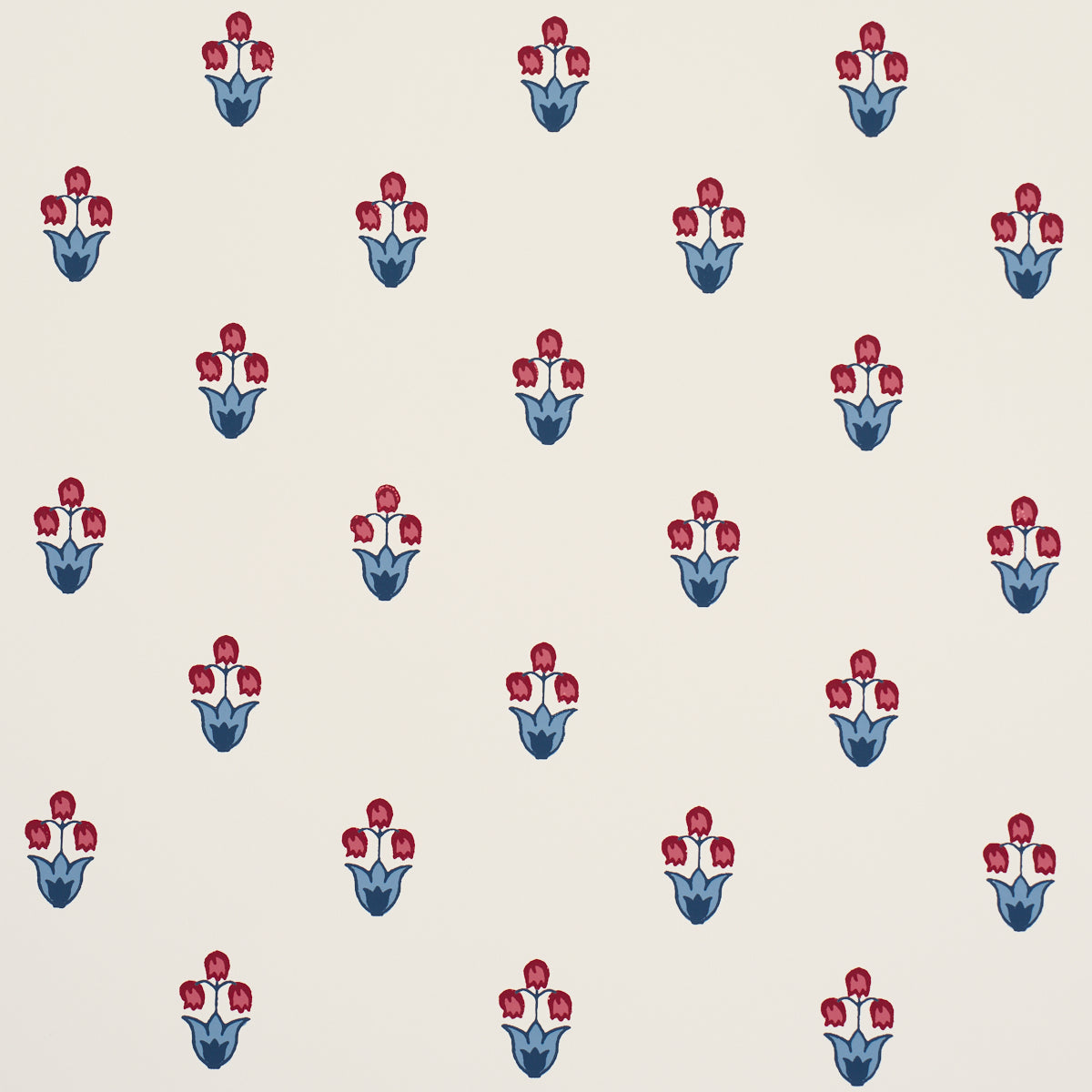 Purchase 5017661 | Moira Hand Print, Blue & Red - Schumacher Wallpaper