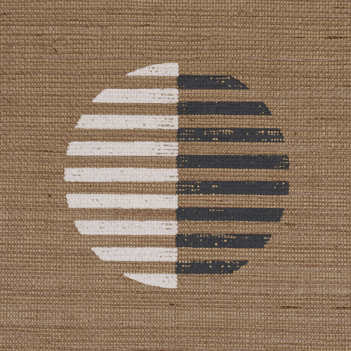 Purchase 5017702 | Ando Hand Blocked Sisal, Ivory & Charcoal On Natural - Schumacher Wallpaper