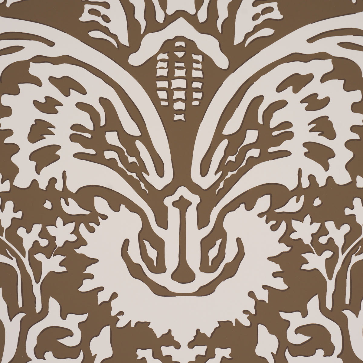 Purchase 5017720 | Suffolk Damask, Brown - Schumacher Wallpaper