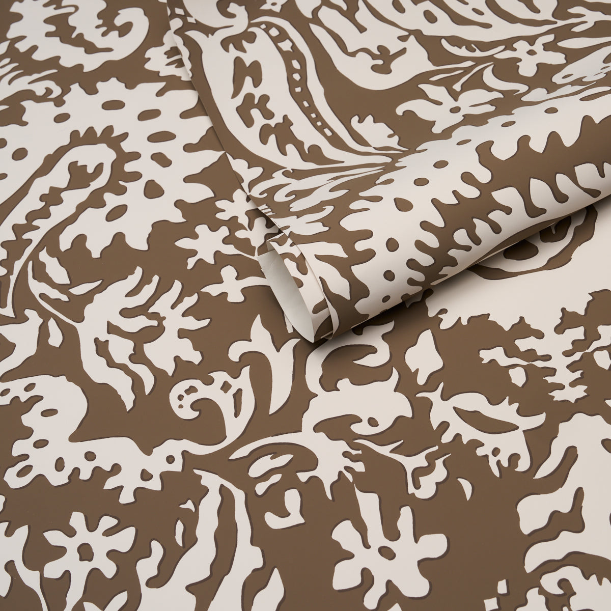 Purchase 5017720 | Suffolk Damask, Brown - Schumacher Wallpaper