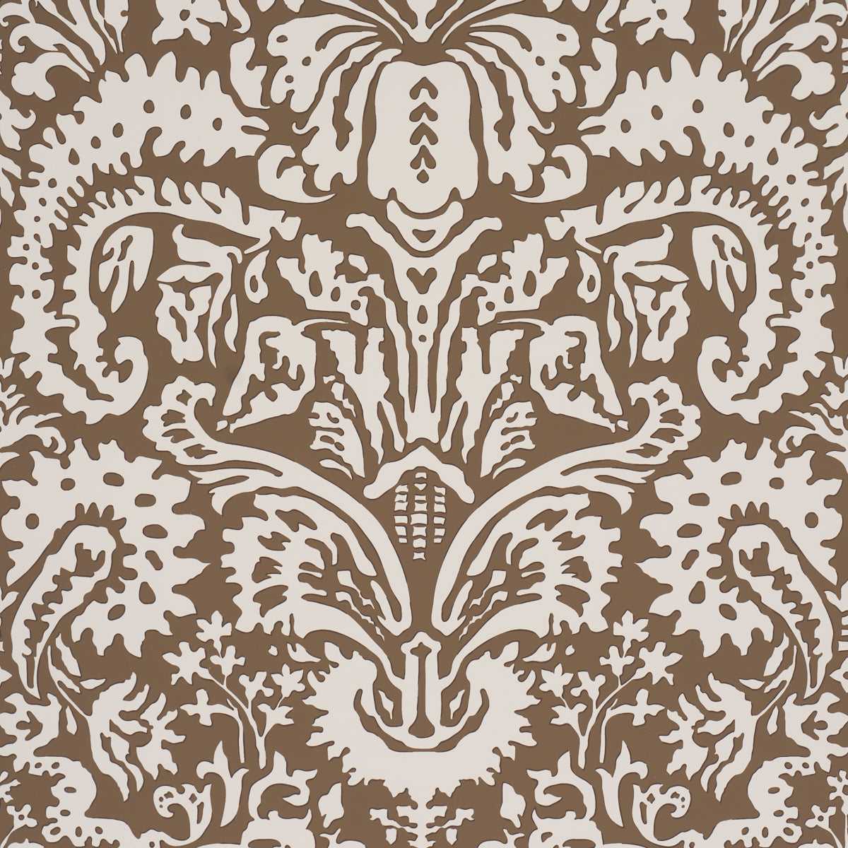 Purchase 5017720 | Suffolk Damask, Brown - Schumacher Wallpaper
