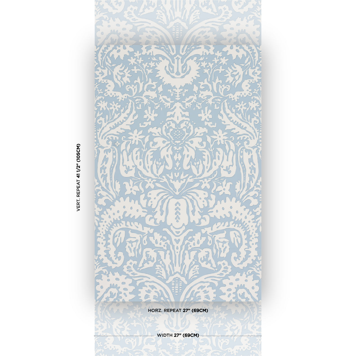 Purchase 5017721 | Suffolk Damask, Blue - Schumacher Wallpaper