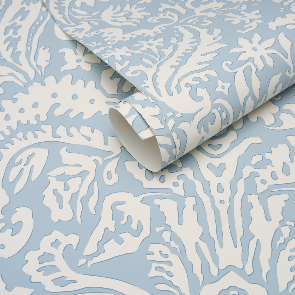 Purchase 5017721 | Suffolk Damask, Blue - Schumacher Wallpaper