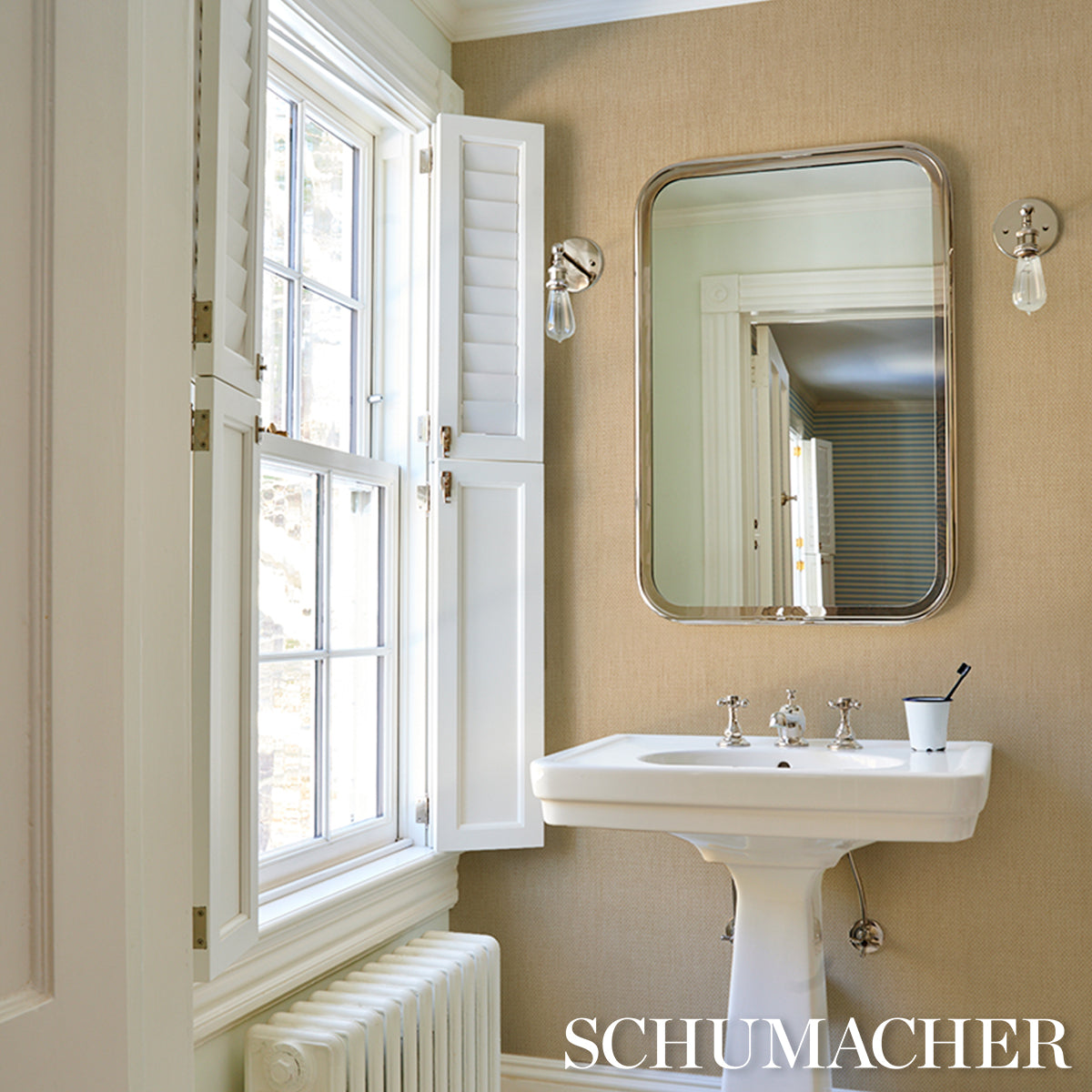 Purchase 5017801 | Gami Paperweave, Natural - Schumacher Wallpaper