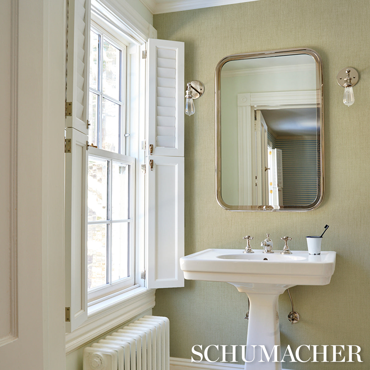 Purchase 5017802 | Gami Paperweave, Moss - Schumacher Wallpaper