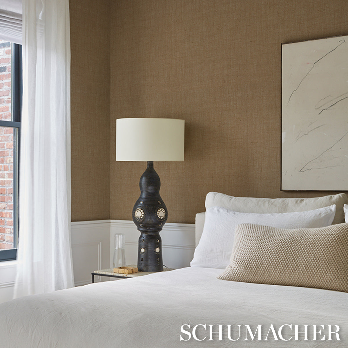 Purchase 5017822 | Bori Jute Weave, Natural - Schumacher Wallpaper