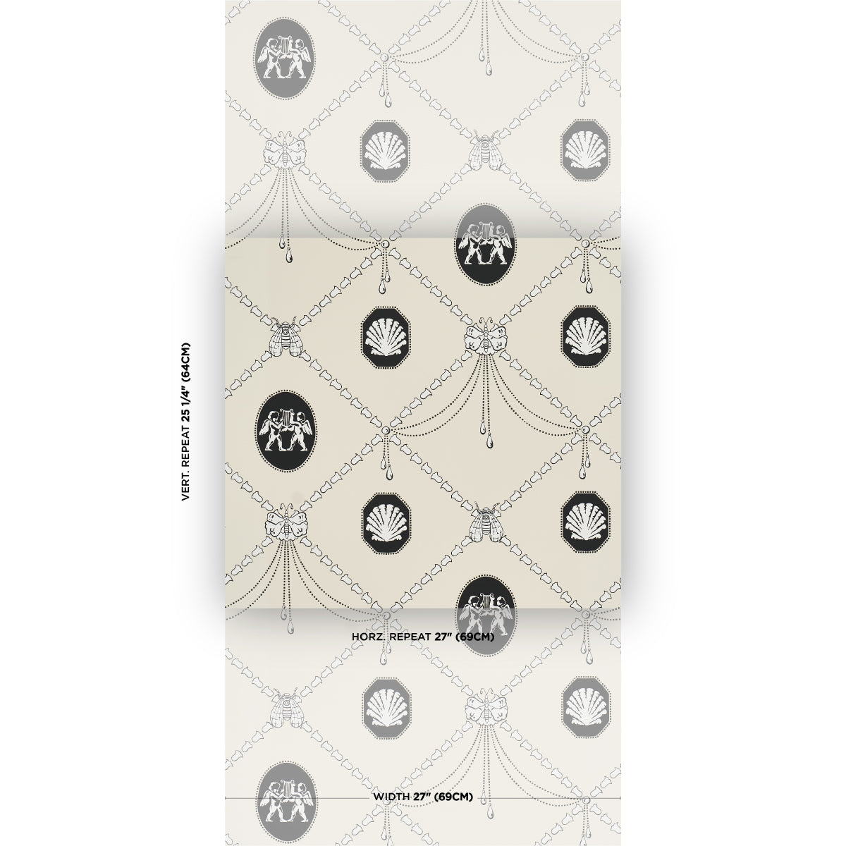 Purchase 5017840 | Edith, Black & Ivory - Schumacher Wallpaper