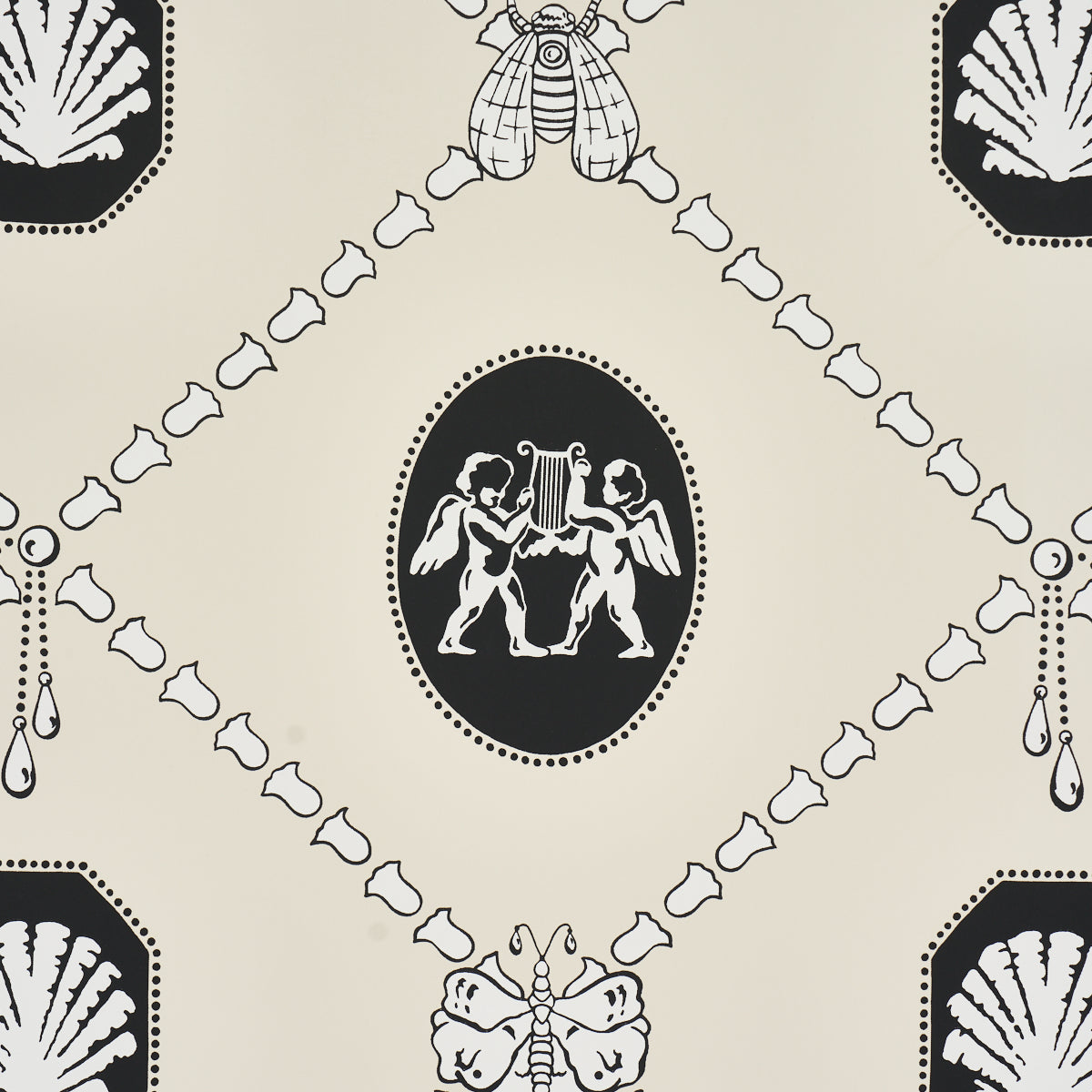 Purchase 5017840 | Edith, Black & Ivory - Schumacher Wallpaper