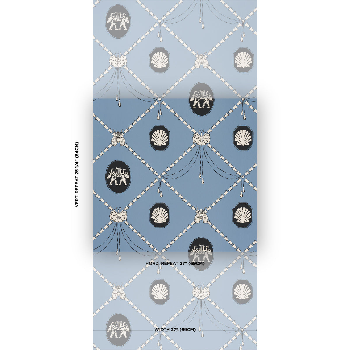 Purchase 5017841 | Edith, Blue - Schumacher Wallpaper