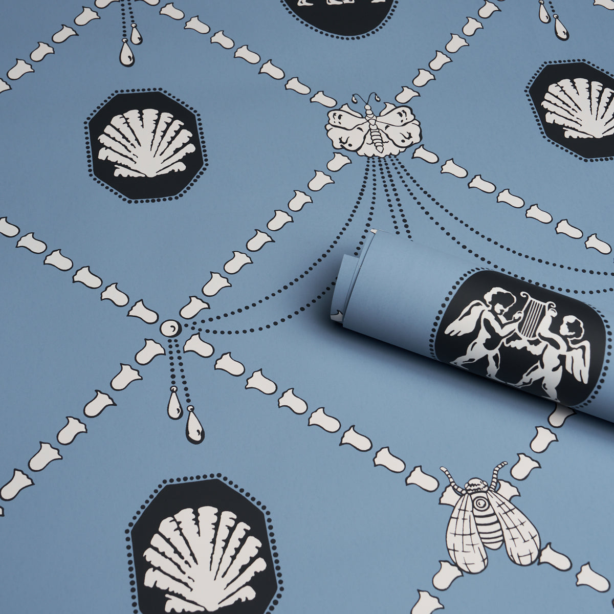 Purchase 5017841 | Edith, Blue - Schumacher Wallpaper