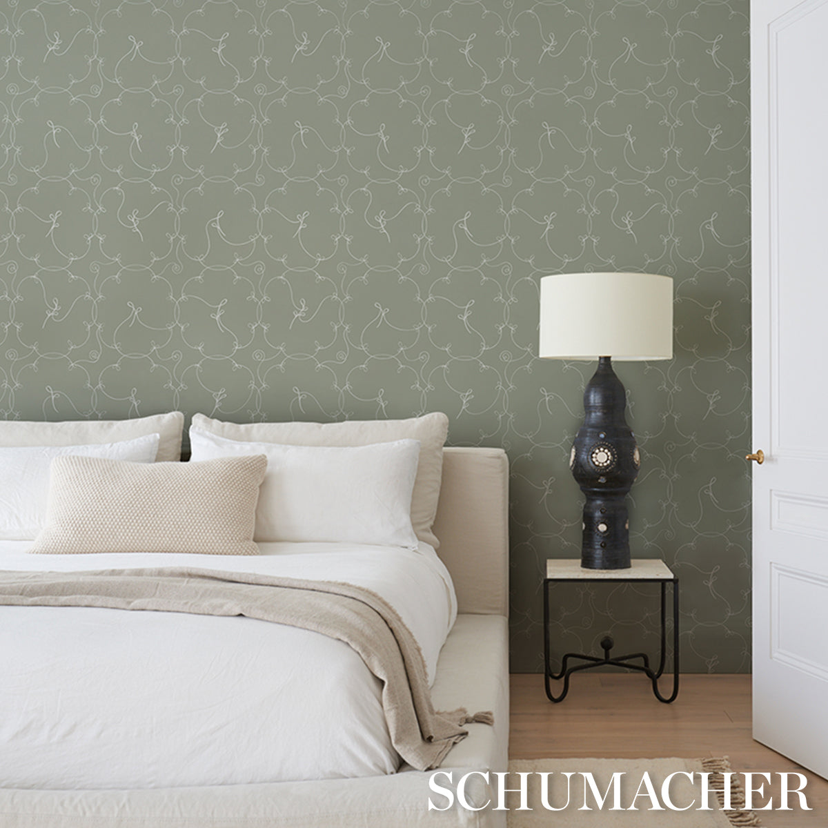 Purchase 5017851 | Broderie, Cool Green - Schumacher Wallpaper