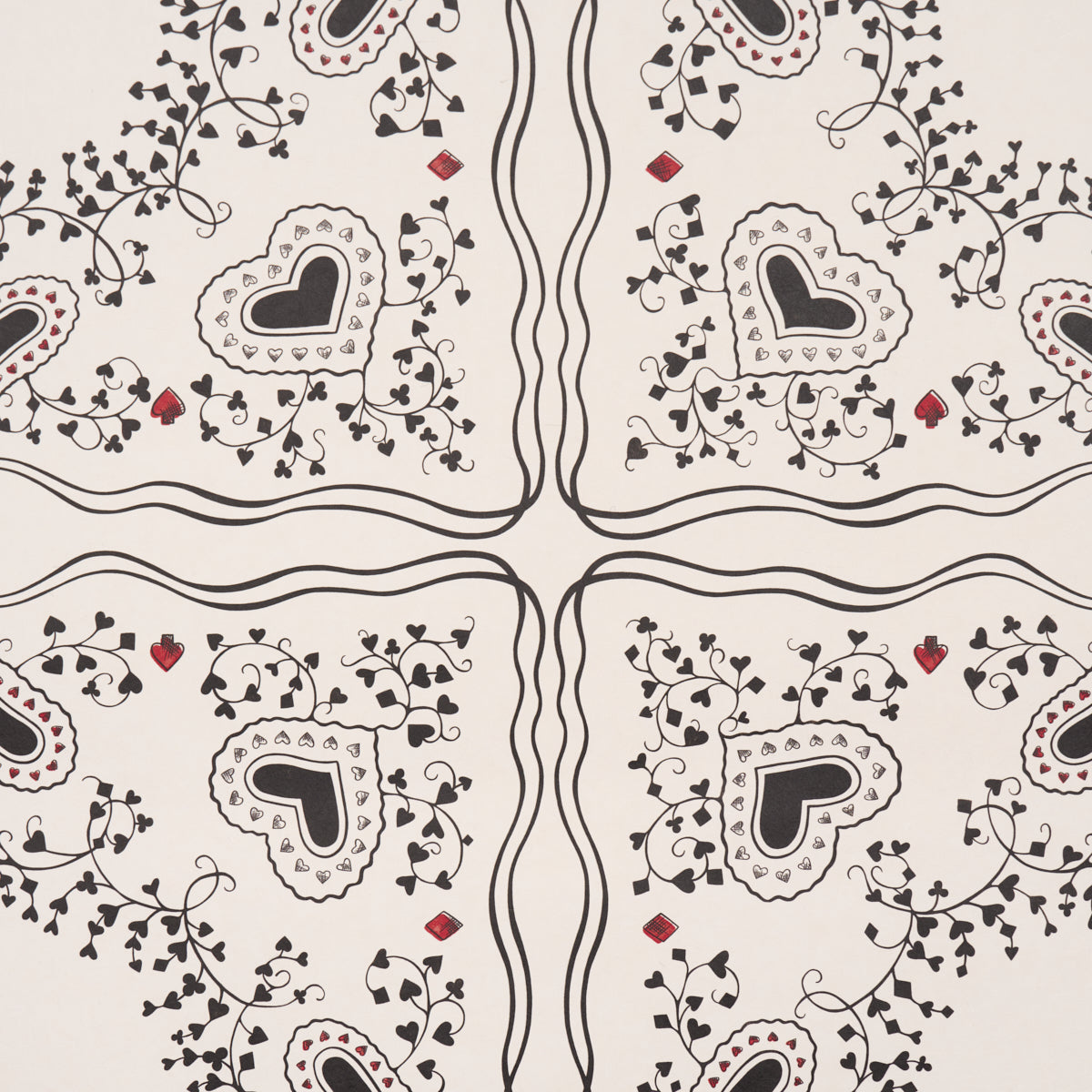 Purchase 5017860 | Garden Of Hearts, Black & Ivory - Schumacher Wallpaper
