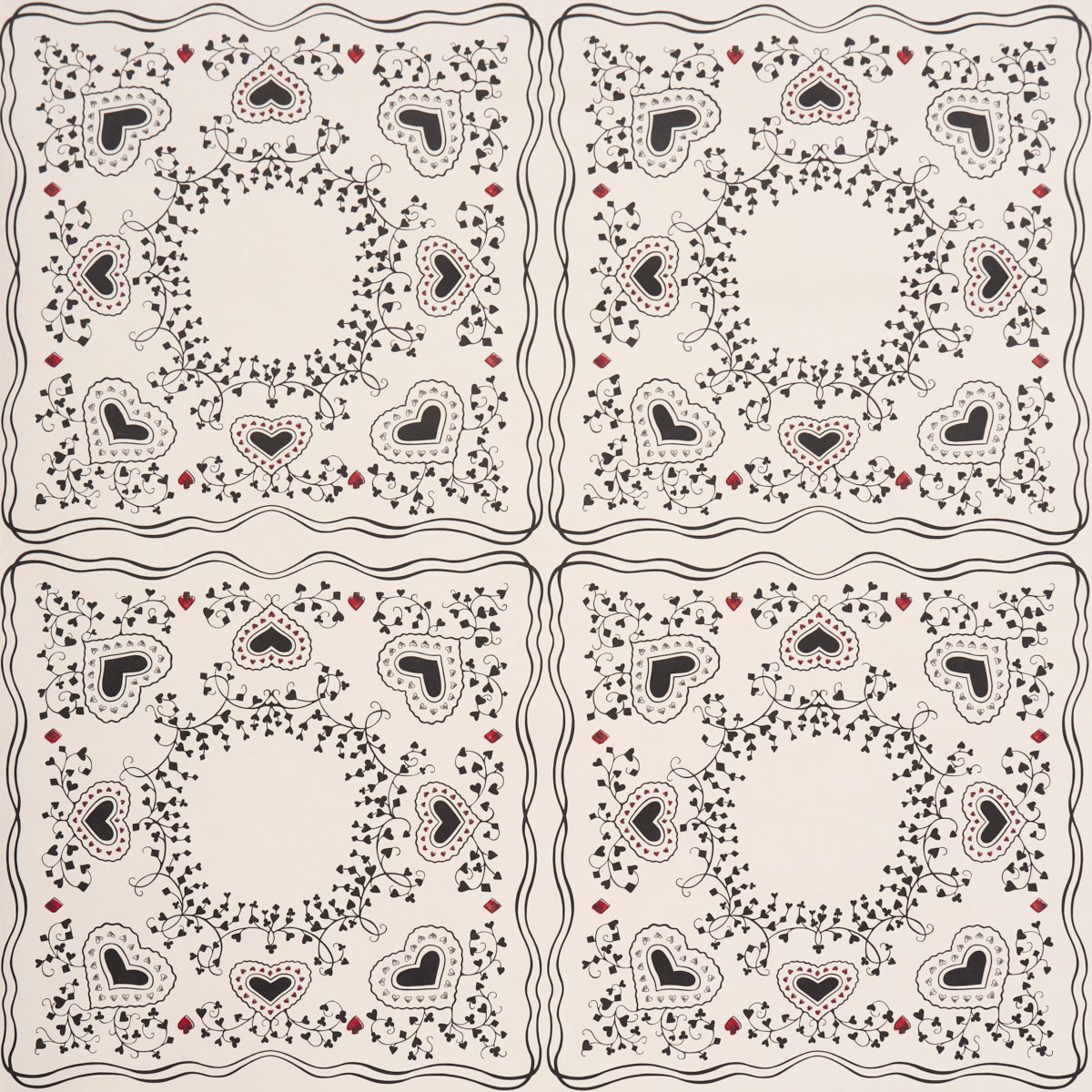 Purchase 5017860 | Garden Of Hearts, Black & Ivory - Schumacher Wallpaper