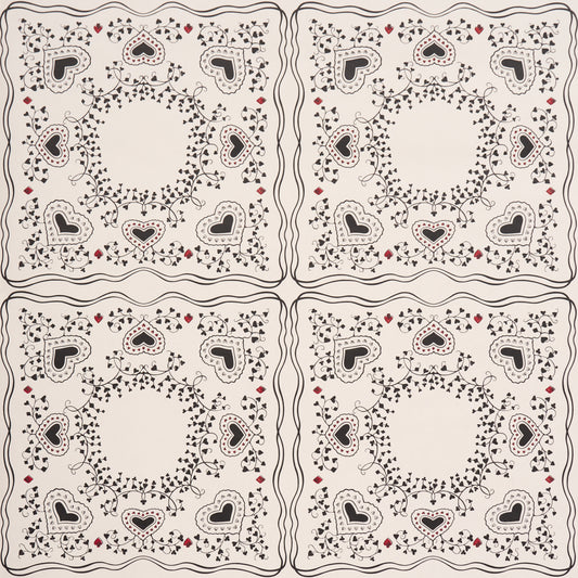 Purchase 5017860 | Garden Of Hearts, Black & Ivory - Schumacher Wallpaper
