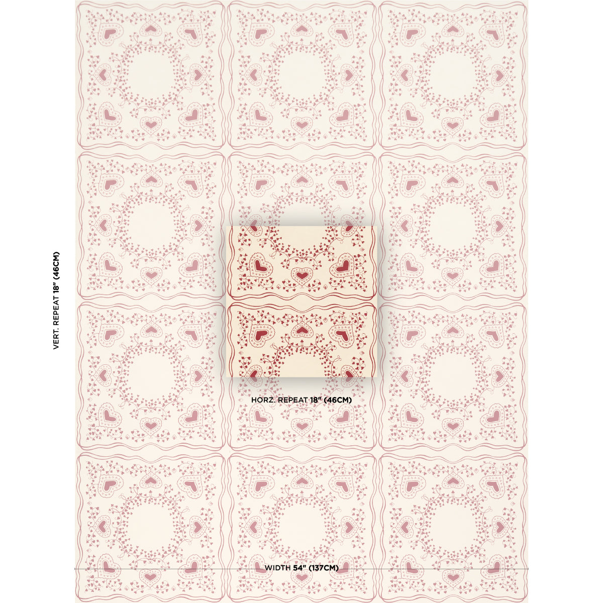 Purchase 5017861 | Garden Of Hearts, Red - Schumacher Wallpaper