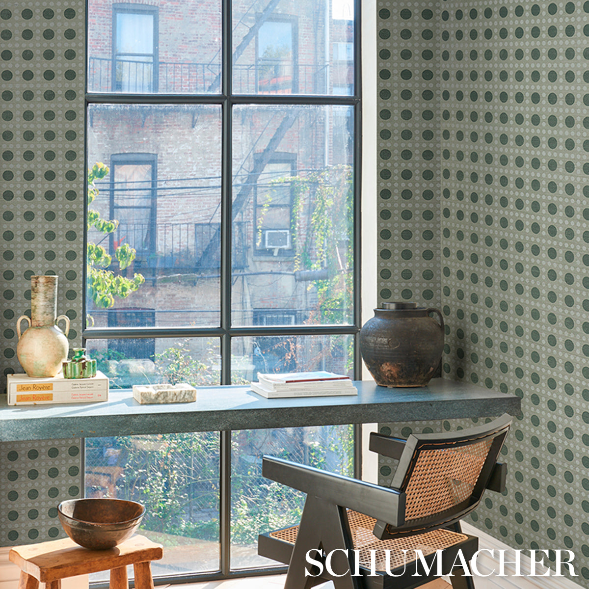 Purchase 5017871 | Puntini Sisal, Seaglass - Schumacher Wallpaper