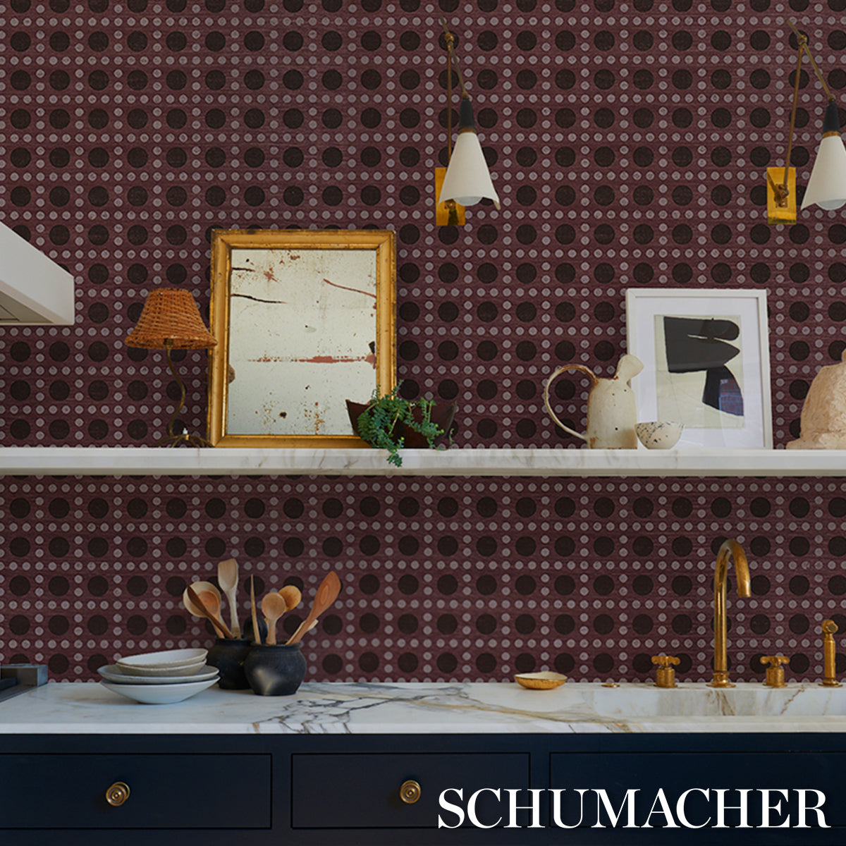 Purchase 5017872 | Puntini Sisal, Plum - Schumacher Wallpaper