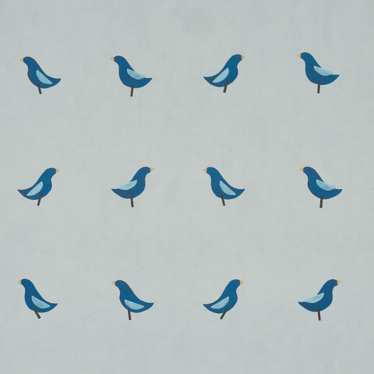 Purchase 5017892 | Birds Print, Navy On Sky - Schumacher Wallpaper