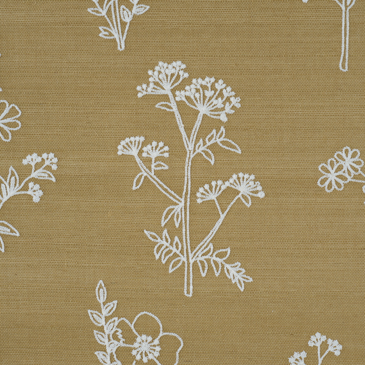 Purchase 5017910 | Lisbeth Embroidered Sisal, Olive - Schumacher Wallpaper