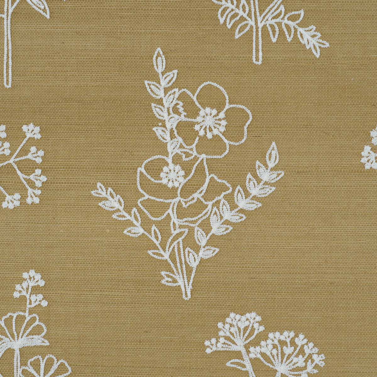 Purchase 5017910 | Lisbeth Embroidered Sisal, Olive - Schumacher Wallpaper