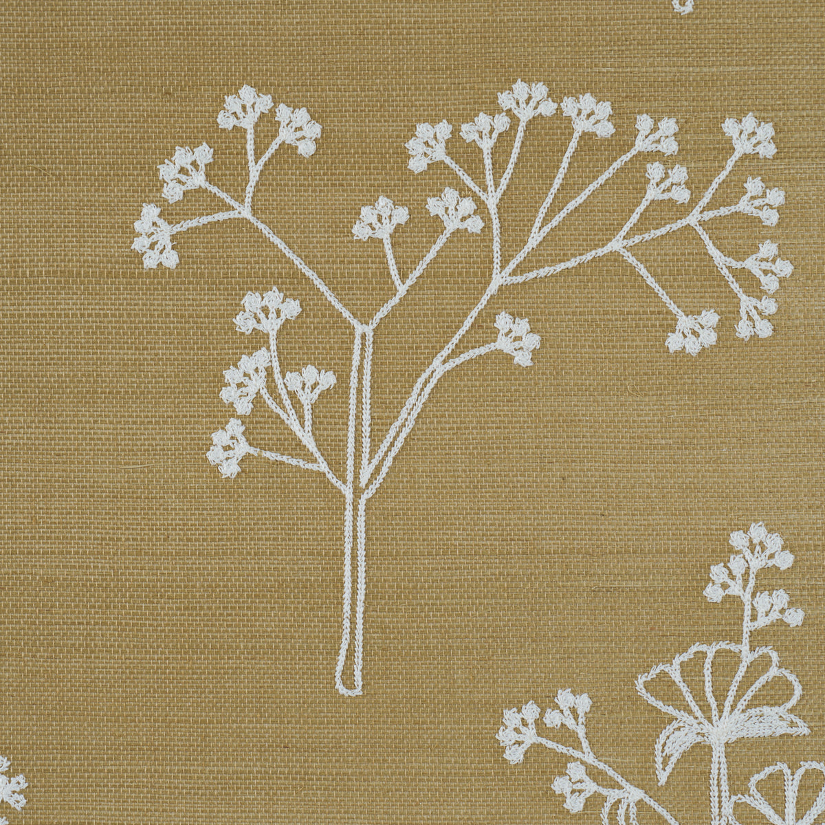 Purchase 5017910 | Lisbeth Embroidered Sisal, Olive - Schumacher Wallpaper