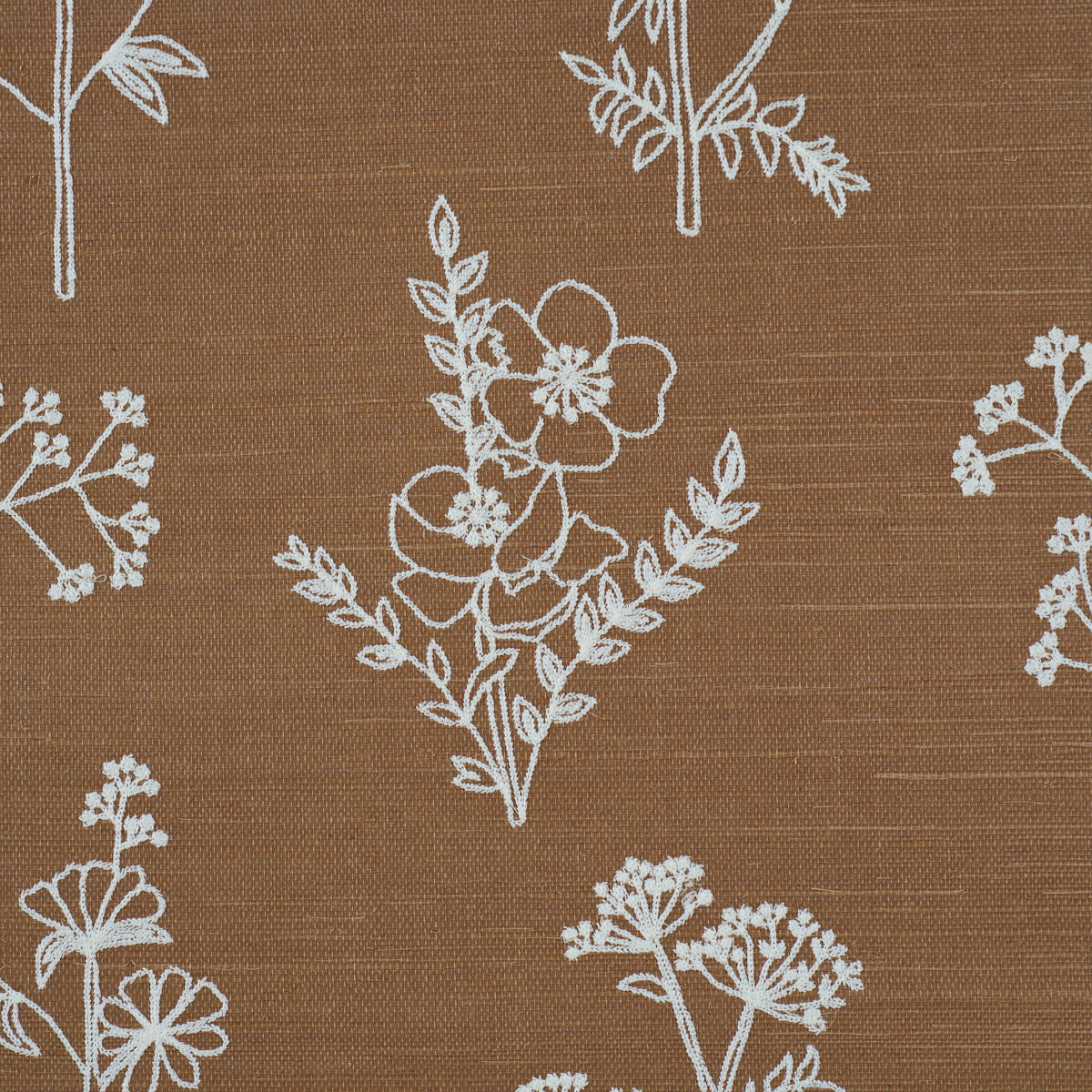 Purchase 5017911 | Lisbeth Embroidered Sisal, Brown - Schumacher Wallpaper