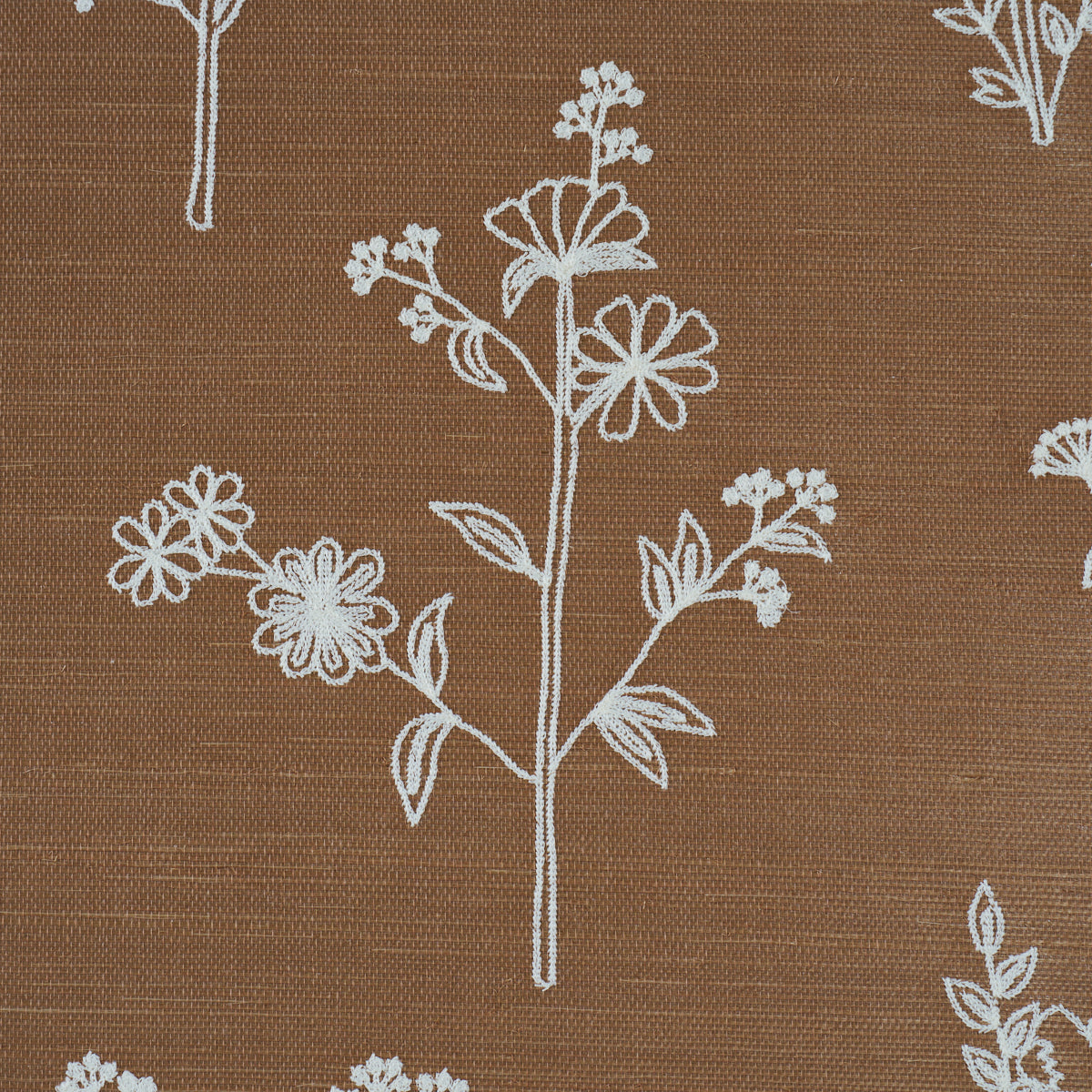 Purchase 5017911 | Lisbeth Embroidered Sisal, Brown - Schumacher Wallpaper