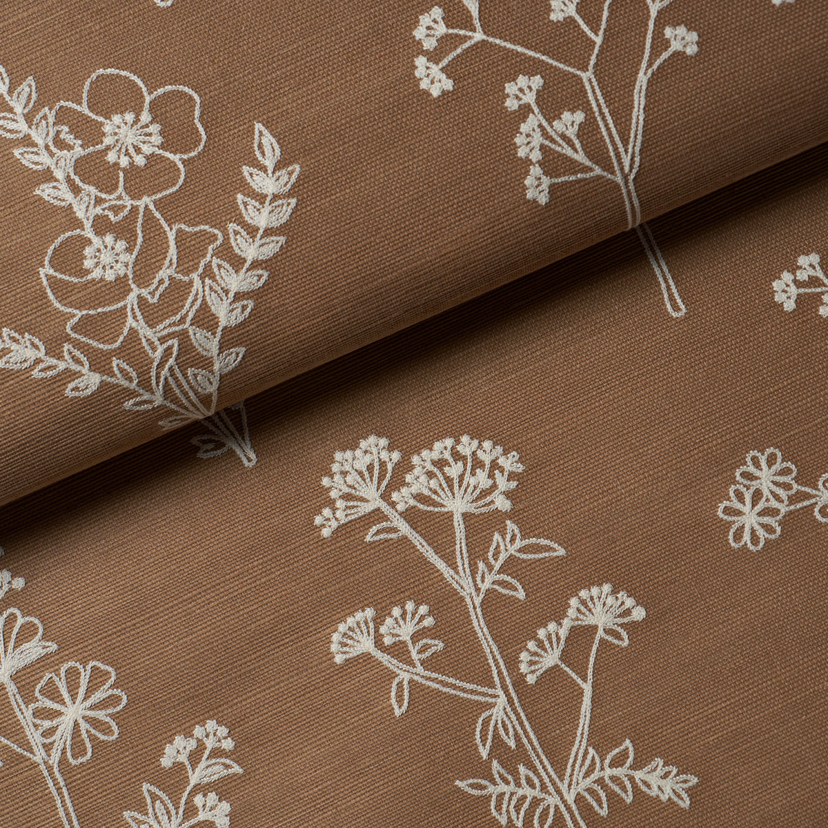 Purchase 5017911 | Lisbeth Embroidered Sisal, Brown - Schumacher Wallpaper
