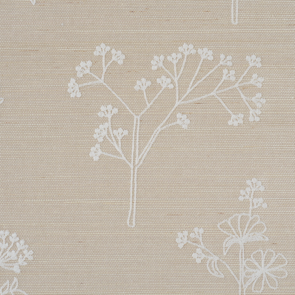 Purchase 5017912 | Lisbeth Embroidered Sisal, Pearl - Schumacher Wallpaper