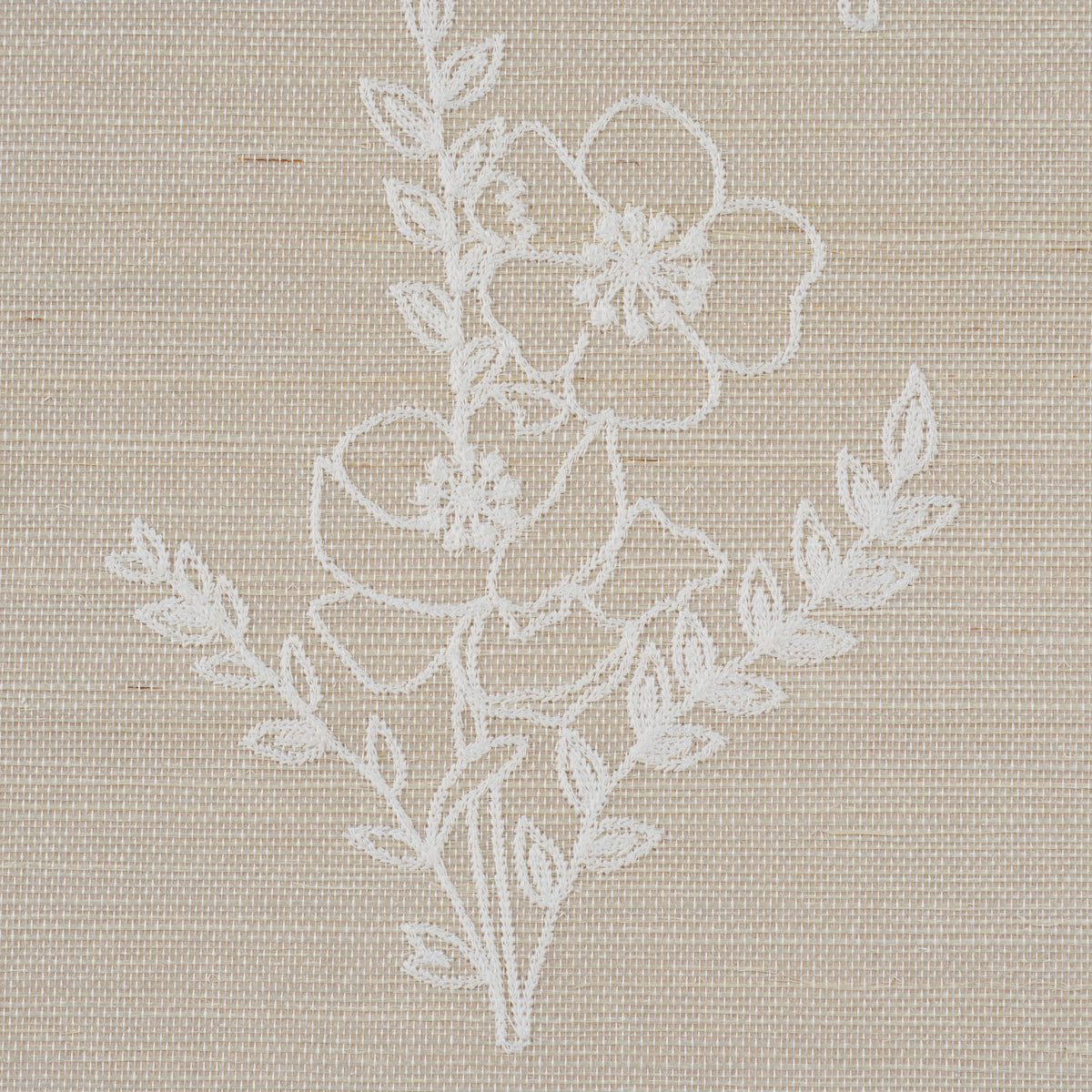 Purchase 5017912 | Lisbeth Embroidered Sisal, Pearl - Schumacher Wallpaper
