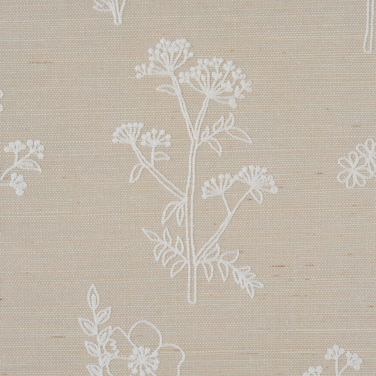 Purchase 5017912 | Lisbeth Embroidered Sisal, Pearl - Schumacher Wallpaper