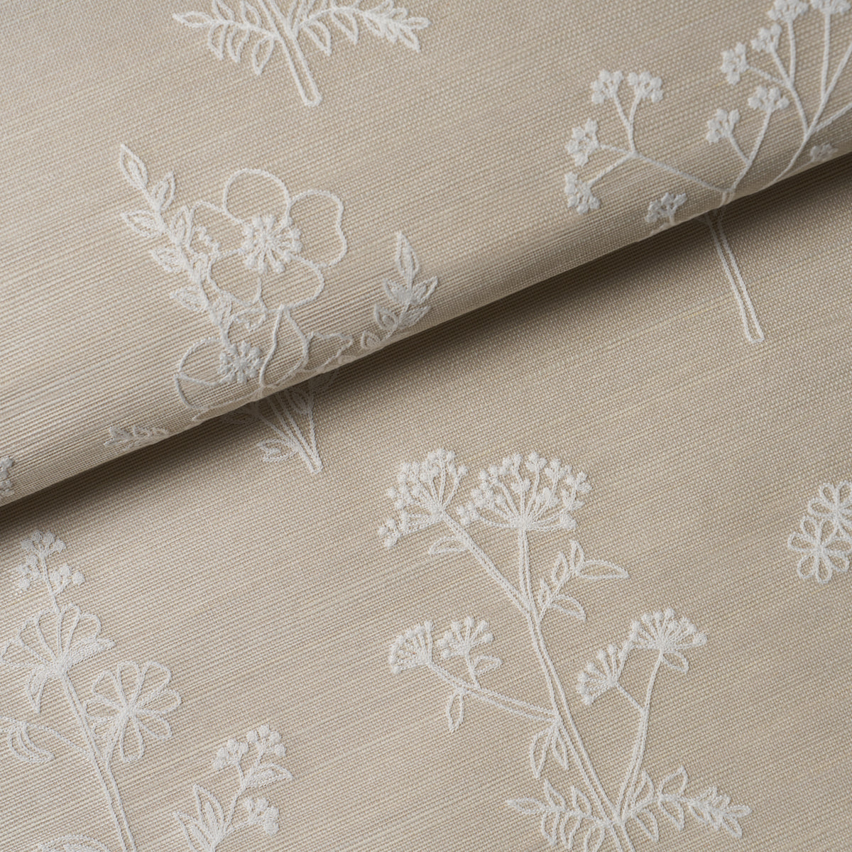 Purchase 5017912 | Lisbeth Embroidered Sisal, Pearl - Schumacher Wallpaper