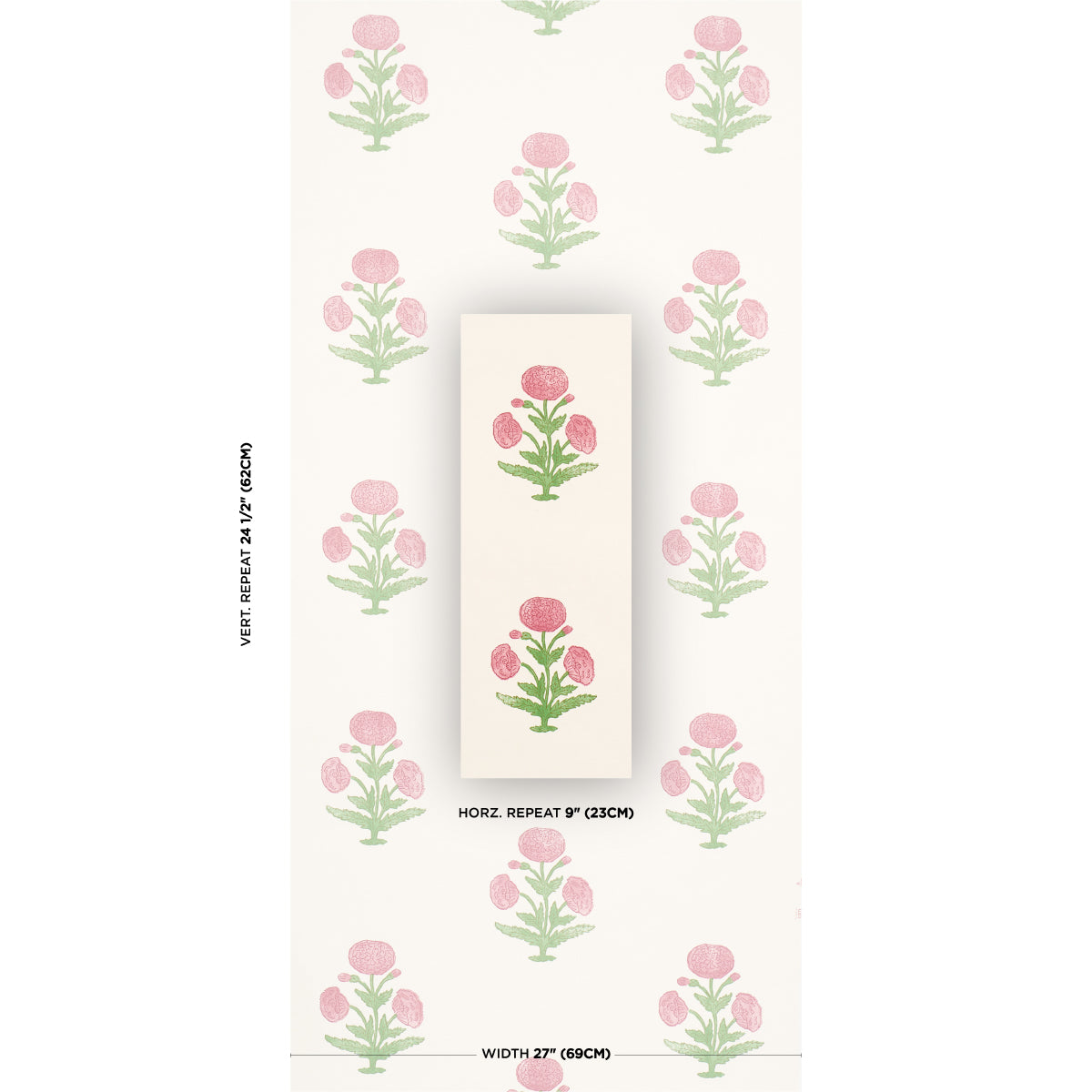 Purchase 5017980 | Poppy Print, Rose & Grass - Schumacher Wallpaper