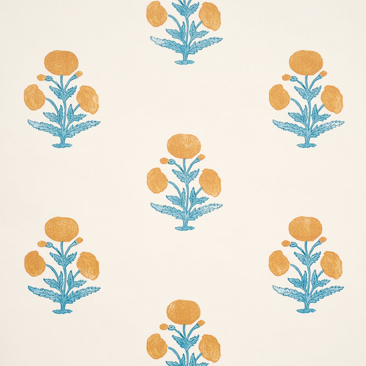 Purchase 5017981 | Poppy Print, Mustard & Sky - Schumacher Wallpaper